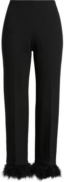 Anne Klein Crop Feather Trim Pull-On Pants