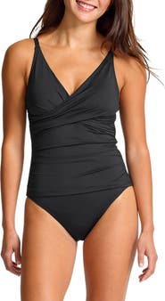 Tommy Bahama Cross Front UPF 50+ One-Piece Swimsuit