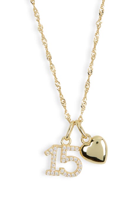 Quinceañera Heart Pendant Necklace