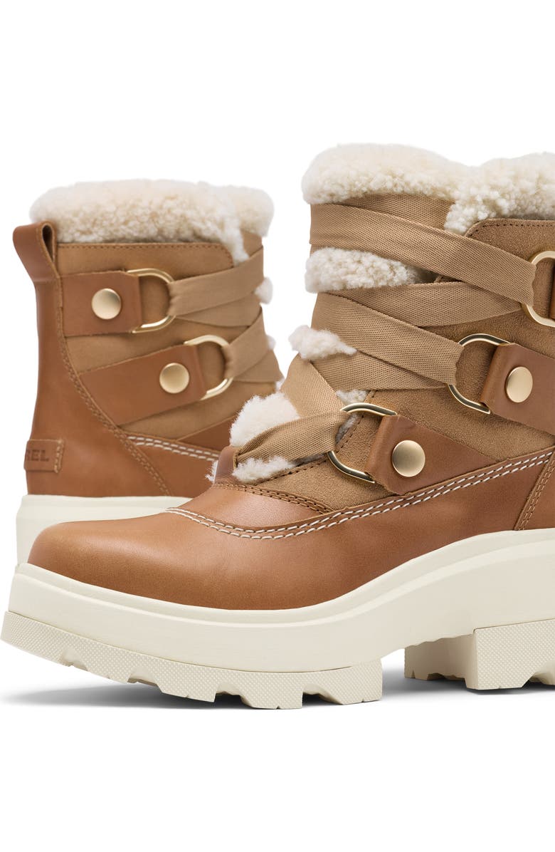 SOREL Joan FRWD Cozy Genuine Shearling Trim Waterproof Boot, Alternate, color, Tawny Buff/ Honey White