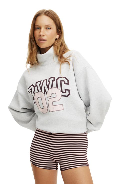 Women's Active Plush Funnel Neck Sweatshirt