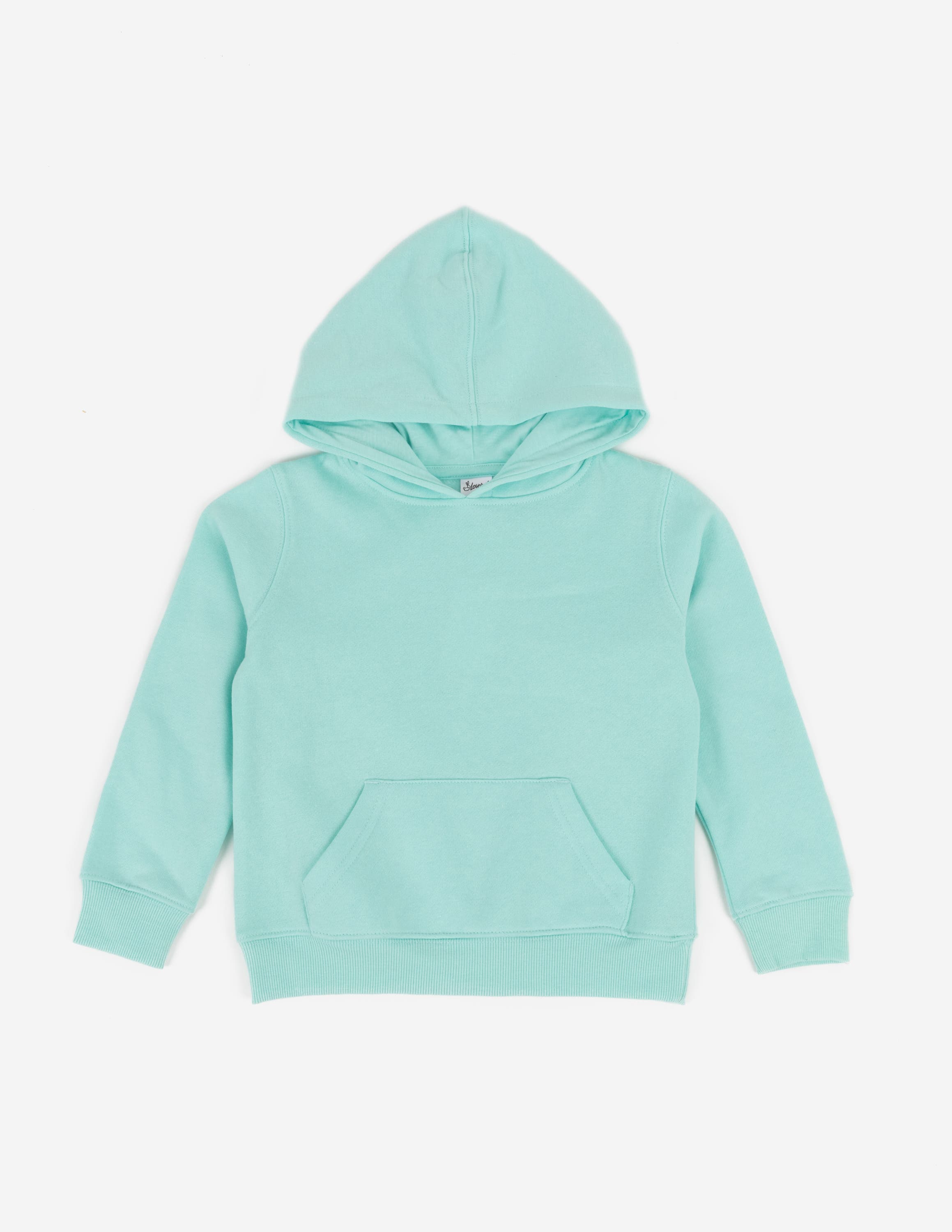 Leveret Kids Pullover Hoodie, Cotton Blend, Kangaroo Pocket, Solid Colors in Aqua 