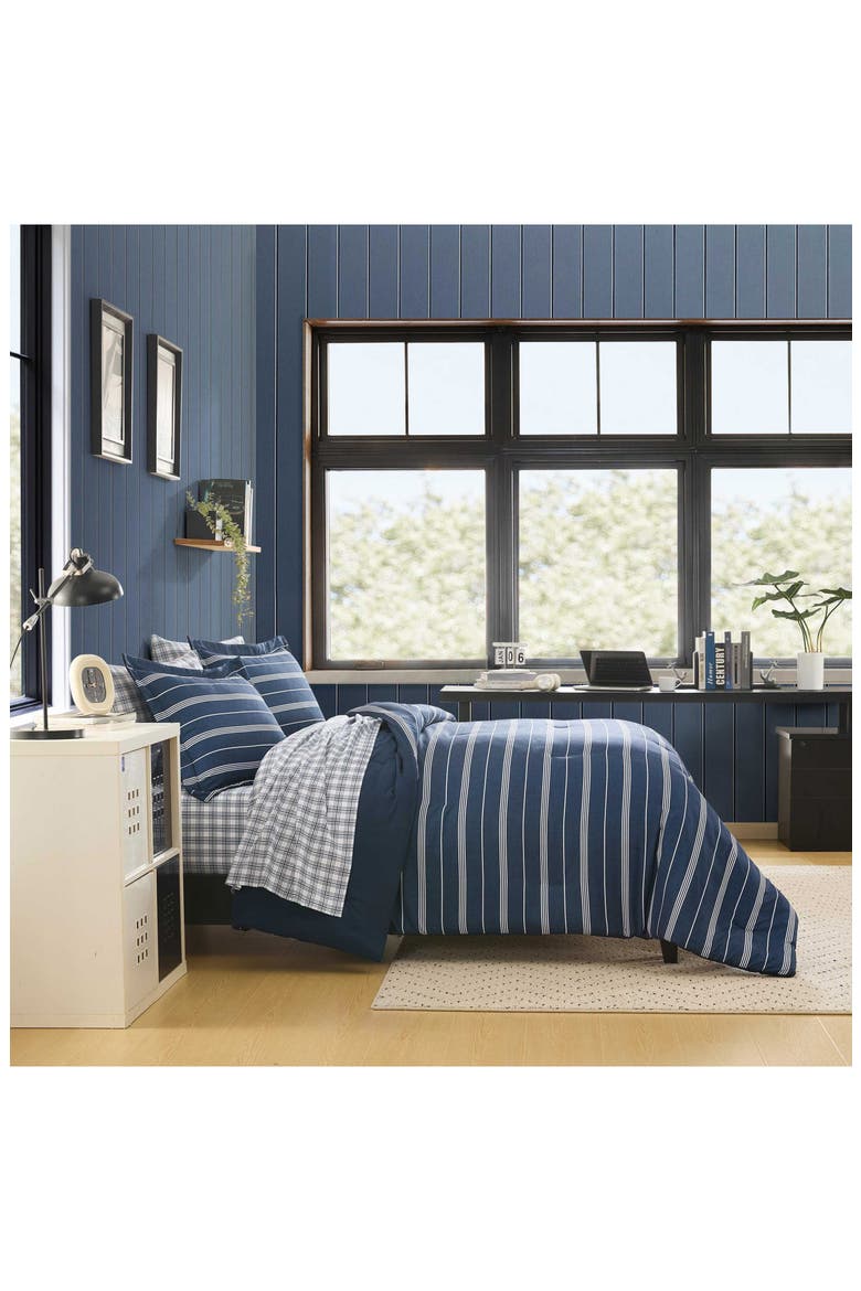 Mariners Line Microfiber Comforter Set, Alternate, color, DARK BLUE