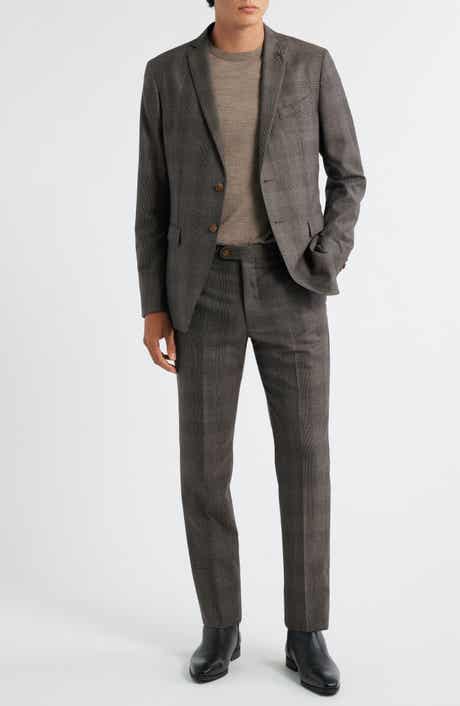 Varick Slim Fit Brown Glen Check Wool Blend Suit