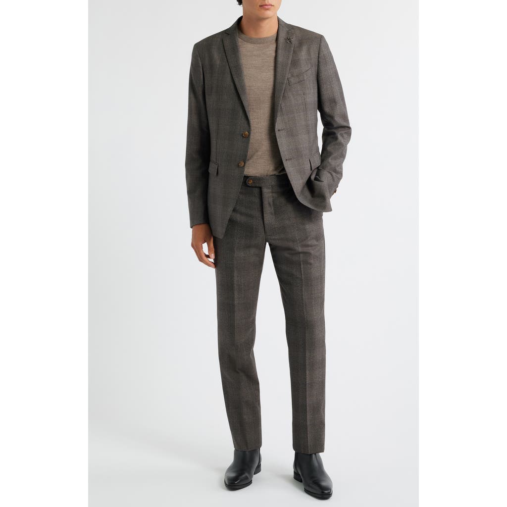 John Varvatos Star USA Varick Slim Fit Brown Glen Check Wool Blend Suit  product