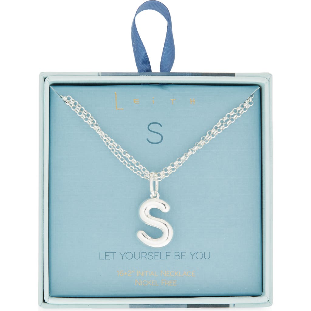 Leith Lowercase Initial Bubble Pendant Necklace In Metallic