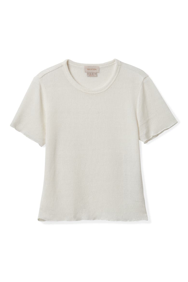 Semisheer Knit Short Sleeve Top, Alternate, color, OFF WHITE