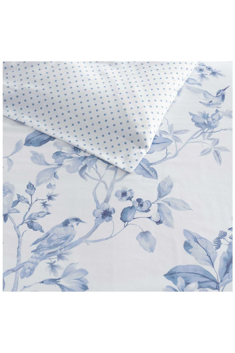 Songbird Floral Cotton Sateen Duvet Set, Alternate, color, WHITE/ BLUE