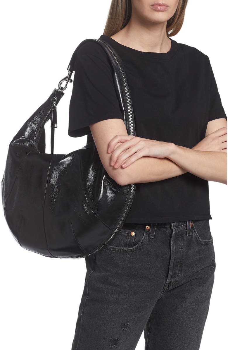 Rebecca Minkoff Croissant Zip Around Leather Hobo Bag, Alternate, color,