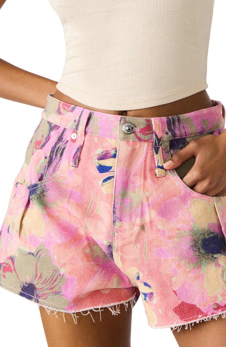 Steve Madden Damiani Floral High Waist Denim Shorts, Alternate, color, Pink Multi