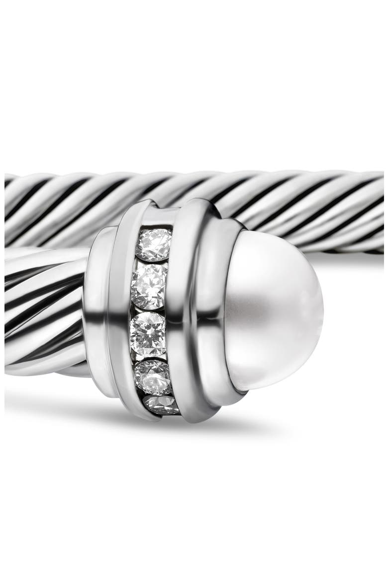 Classic Cable Bracelet in Sterling Silver with Semiprecious Stones & Diamonds, 5mm, Alternate, color, PEARL
