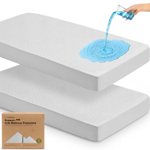 Keababies 2-pack Mavy Protect+ Waterproof Crib Mattress Protector In Pearl Gray
