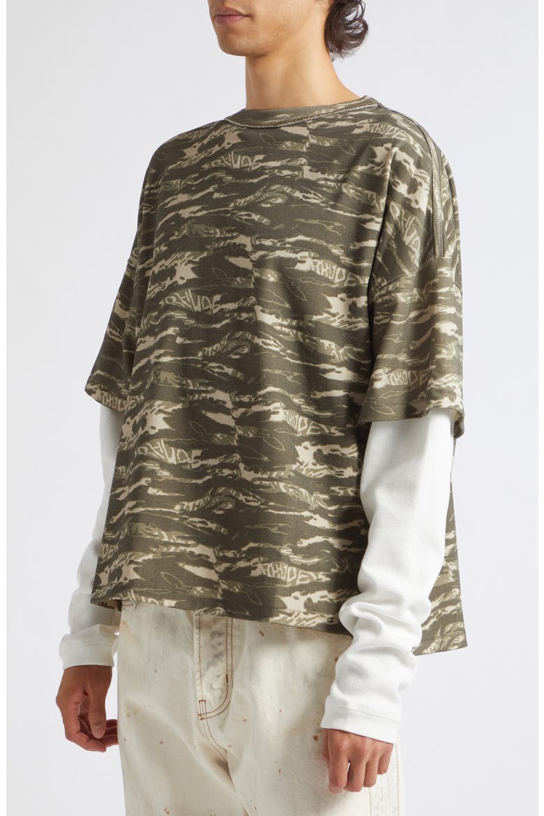 Tiger Camo Double Layer T-shirt, Alternate, color, CAMO/ WHITE