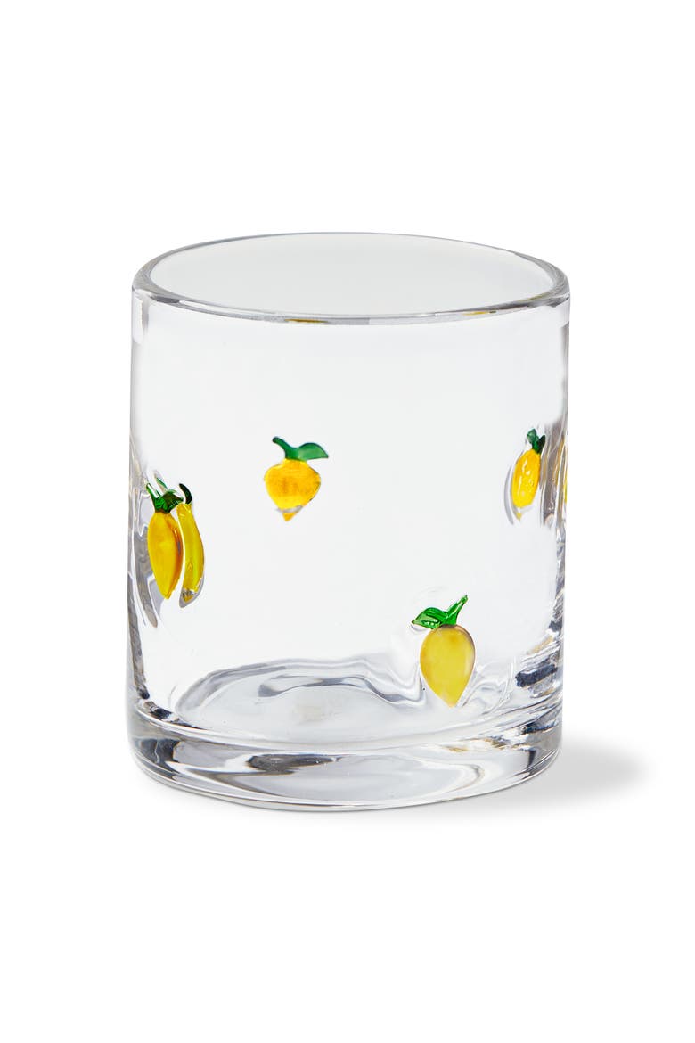 Lemon Double Old Fashioned Glass Yellow Glass Summer, Main, color, Yellow