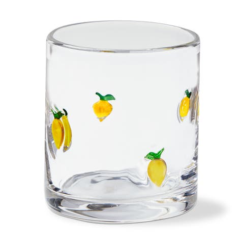 Lemon Double Old Fashioned Glass Yellow Glass Summer
