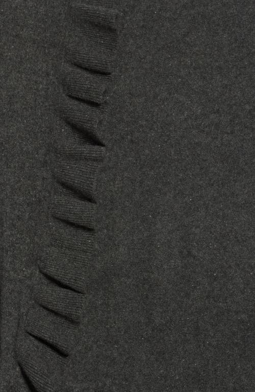 Portolano Ruffle Trim Cashmere Wrap Scarf In Black