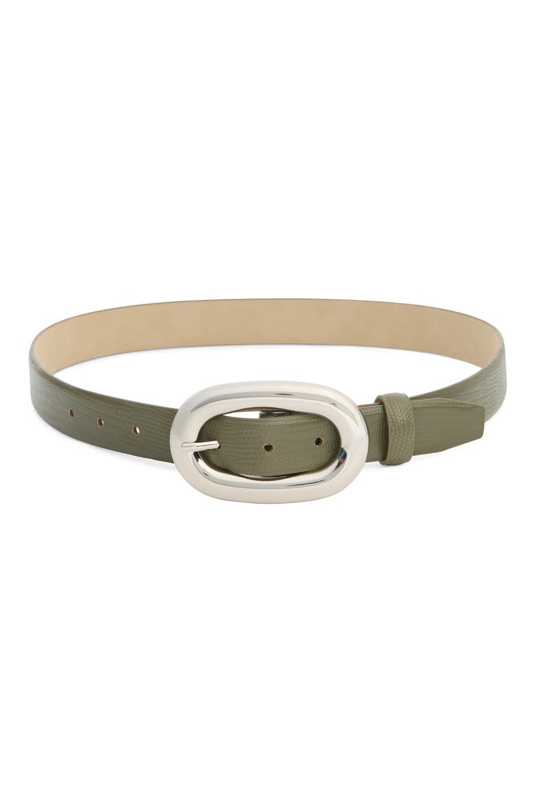 Lizard Embossed Faux Leather Belt, Main, color, OLIVE