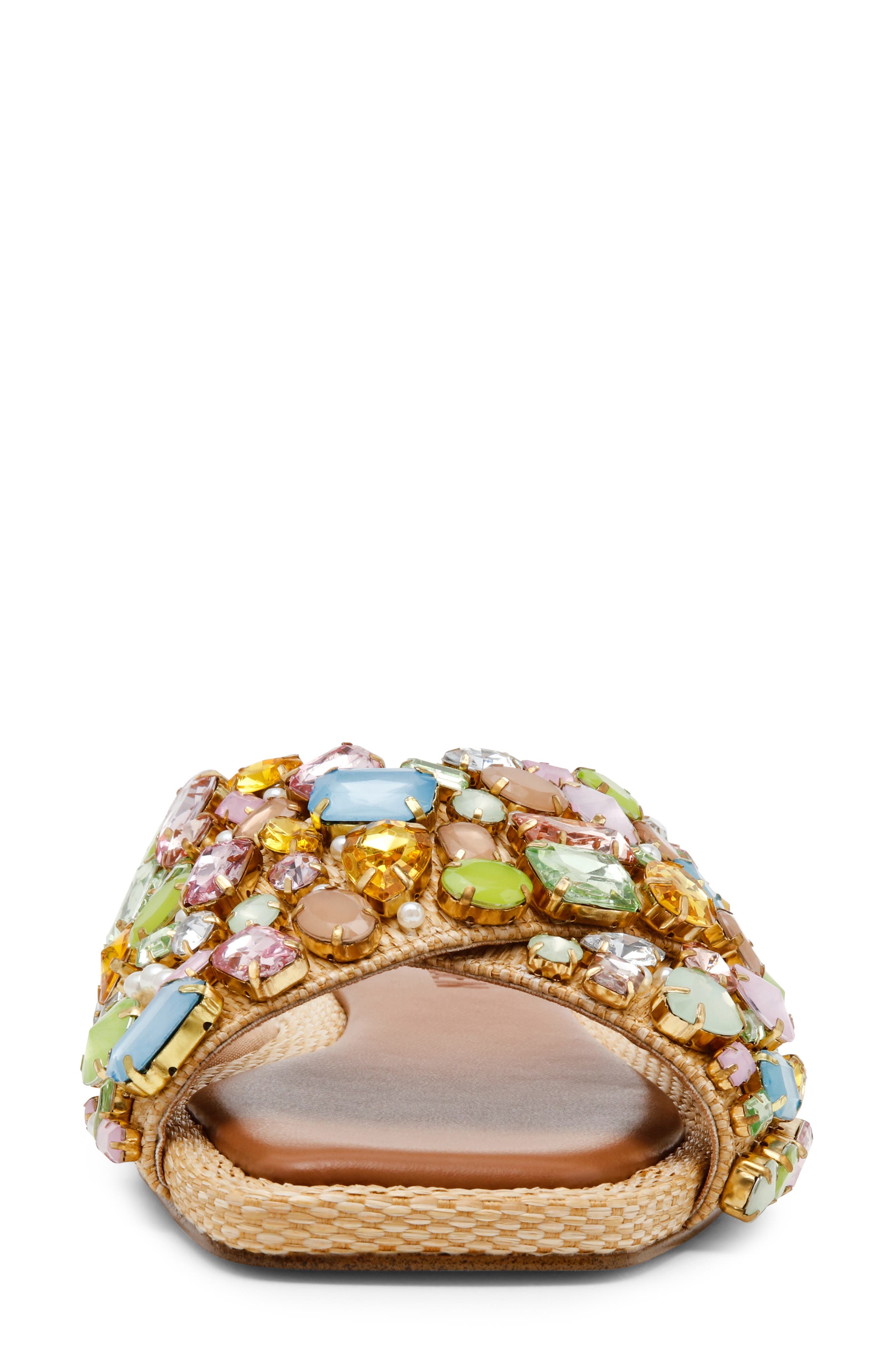 Steve Madden Levity Crystal Embellished Sandal, Alternate, color, Gold Multi