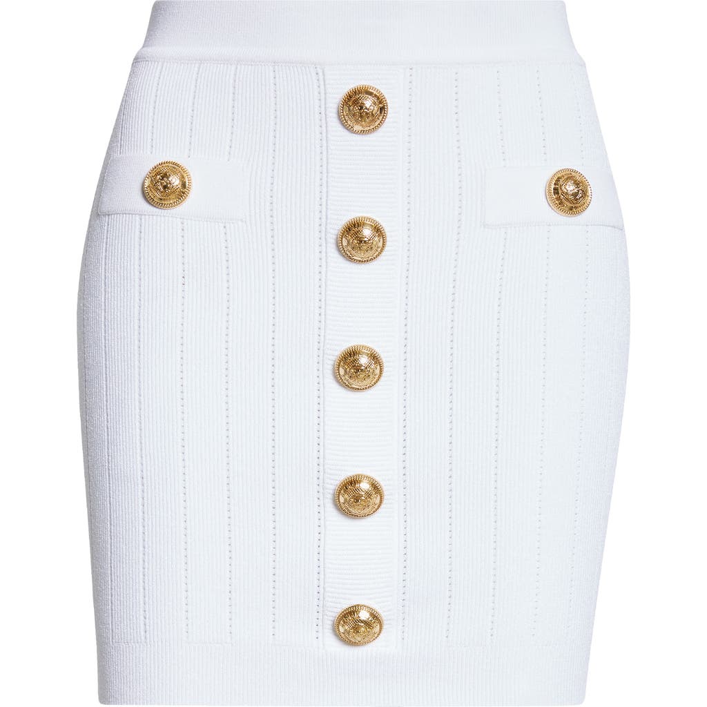 BALMAIN BALMAIN BUTTON DETAIL RIB SWEATER SKIRT