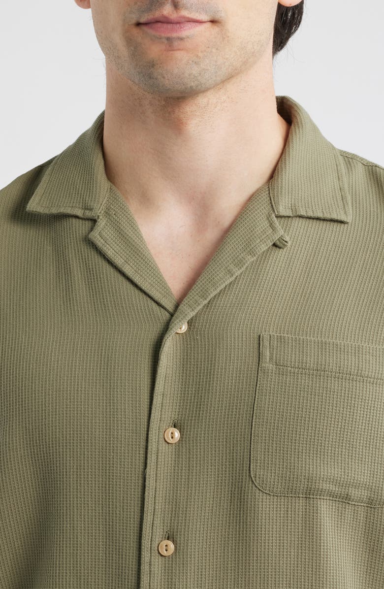 Brooks Brothers Cotton Waffle Camp Shirt, Alternate, color, 