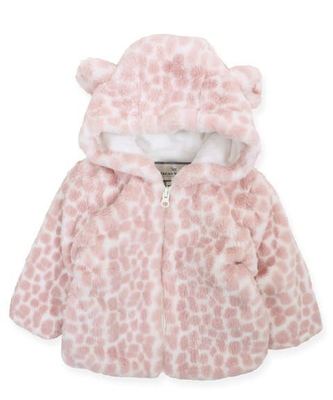 Faux Fur Hooded Zip Front Snuggle Jacket (Toddler)