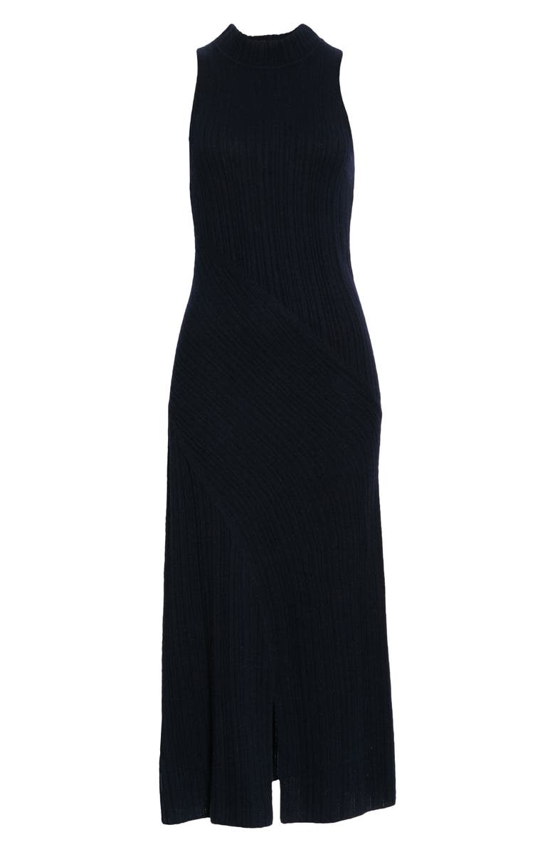 Vince Diagonal Rib Sleeveless Wool & Cashmere Dress, Alternate, color, 