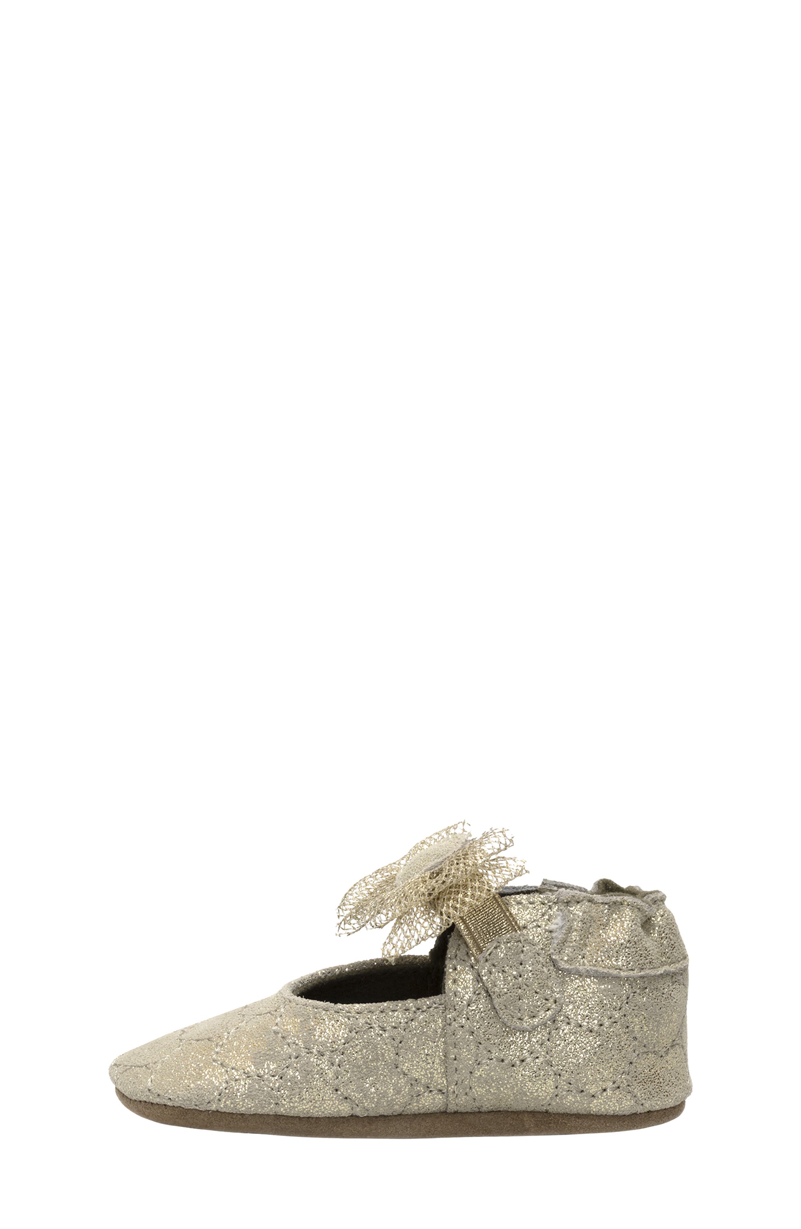 Desiree Heart Bow Mary Jane Crib Shoe, Alternate, color, GOLD