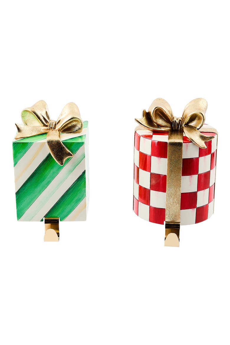 Check It Out Set of 2 Gift Stocking Box Holders, Alternate, color, GOLD