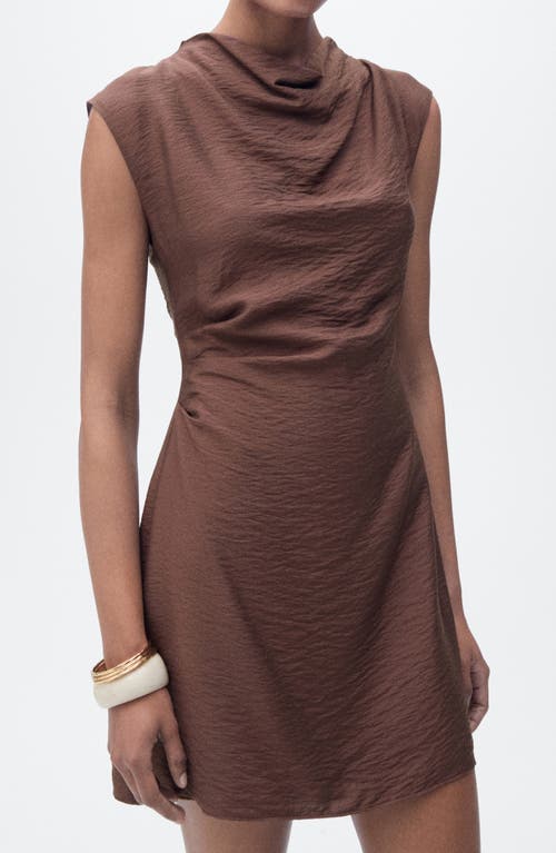 Mango Drape Texture Minidress In Brown