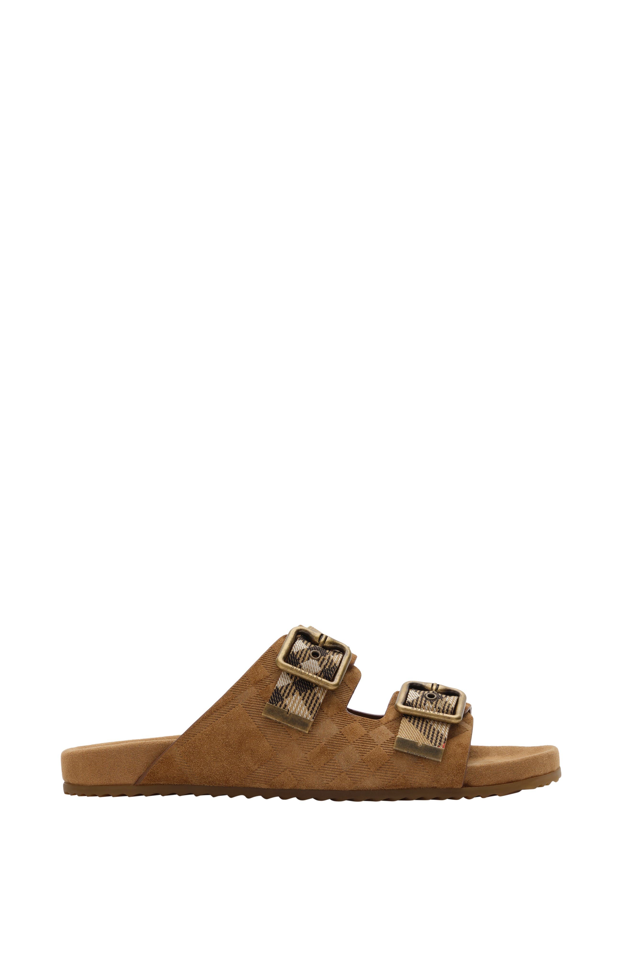 Check Suede Urchin Sandals, Main, color, Reed beige