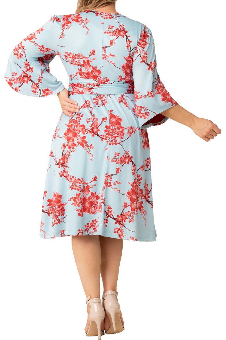 Gemini Floral Bell Sleeve Wrap Dress, Alternate, color, CHERRY BLOSSOM PRINT