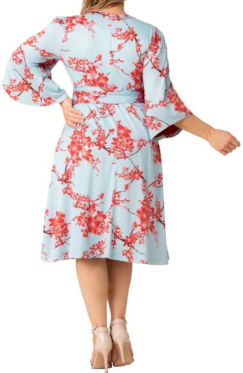 Kiyonna Gemini Floral Bell Sleeve Wrap Dress