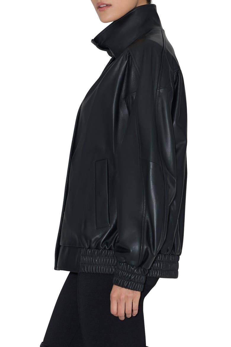 Miu Leather Jacket, Alternate, color, BLACK