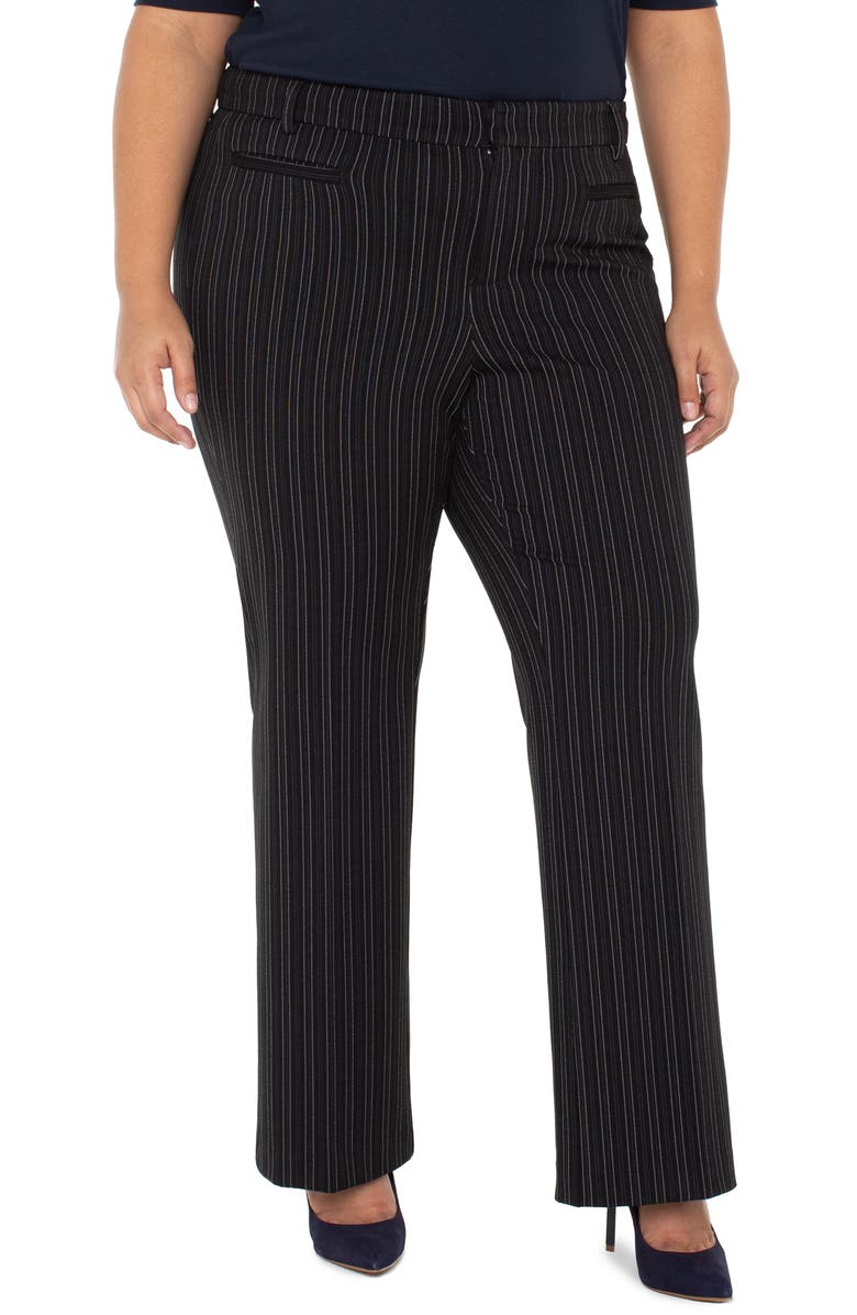 Liverpool Los Angeles Holly Welt Pocket Stripe Jacquard Straight Leg Pants, Main, color, Hint Navy Stripe