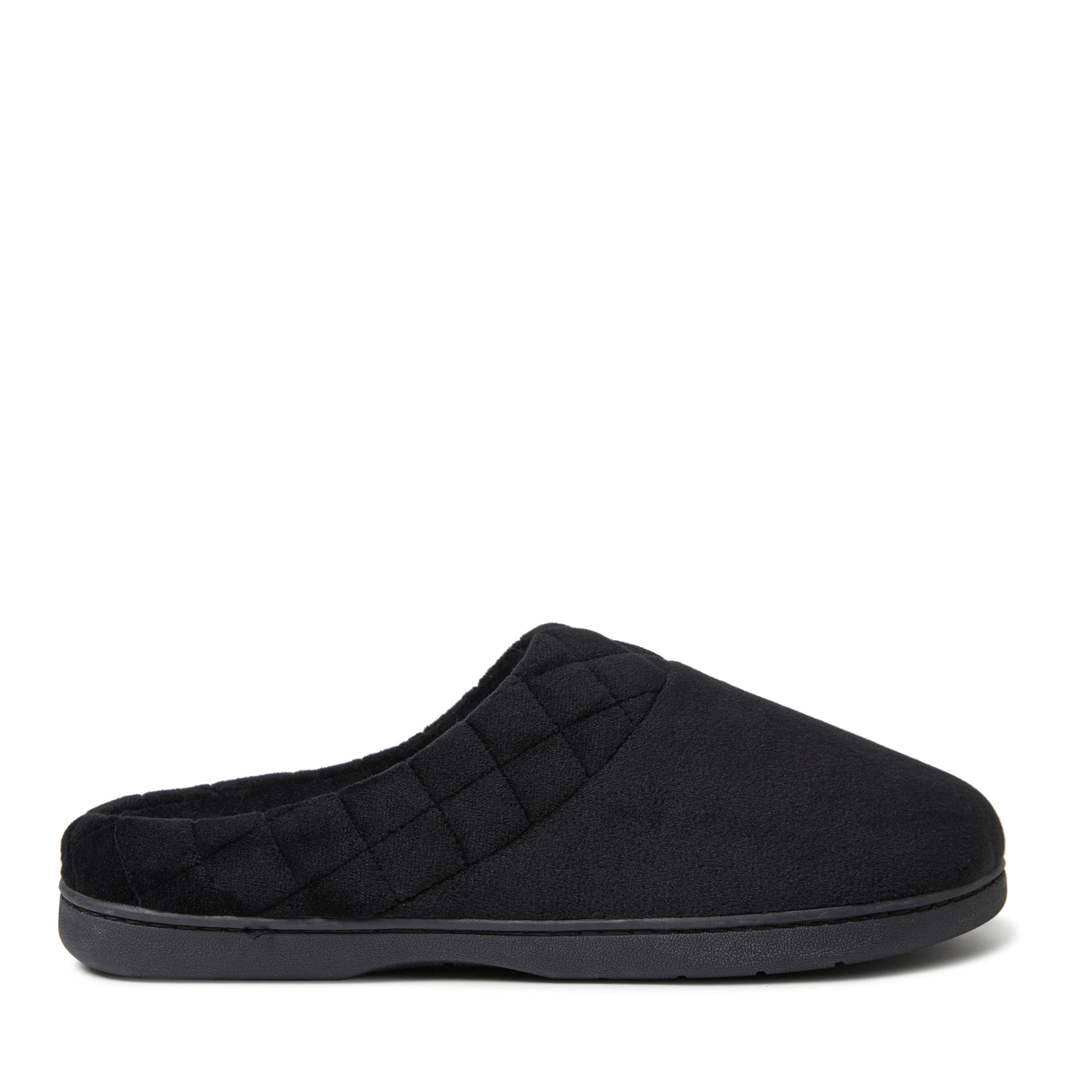 DEARFOAMS Darcy Quilted Cuff Velour Clog Slipper, Alternate, color, Black
