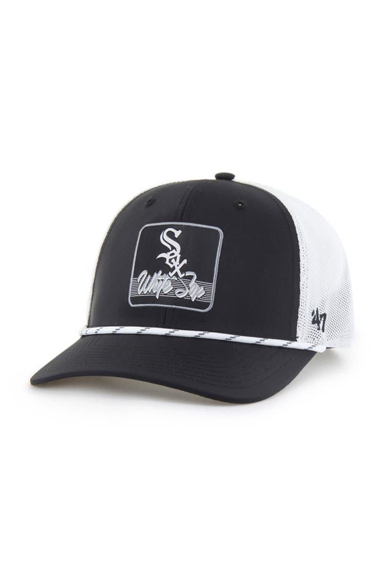'47 Men's '47 Black/White Chicago White Sox Scratch Adjustable Trucker Hat, Main, color, Black