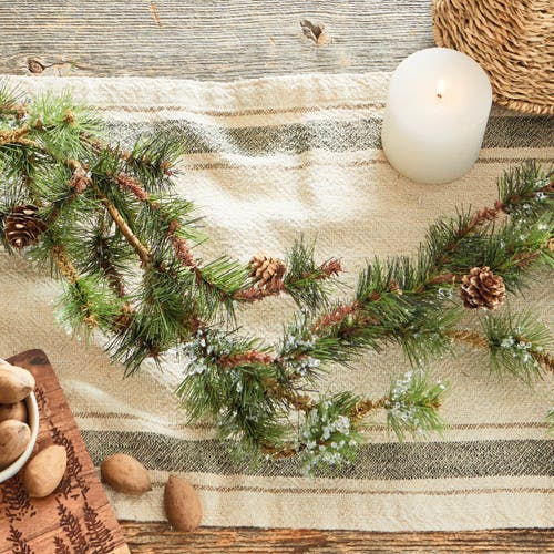 Tag Icy Pine Garland With Pinecones For Christmas Home Decor In Green