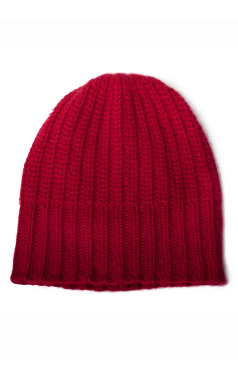 Ribbed Cashmere Knit Beanie