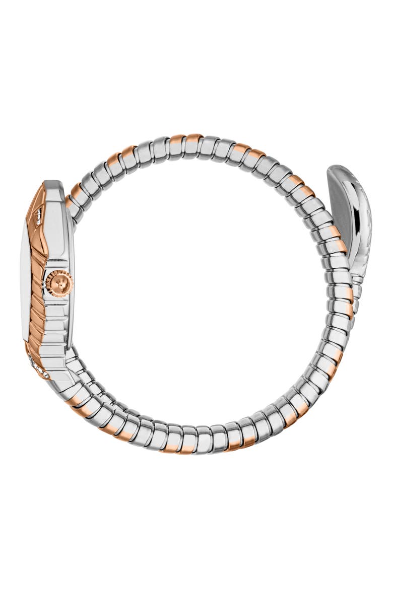 Snake Bracelet Strap Watch, 21.5mm x 34.5mm, Alternate, color, TWO TONE SILVER/ ROSE GOLD