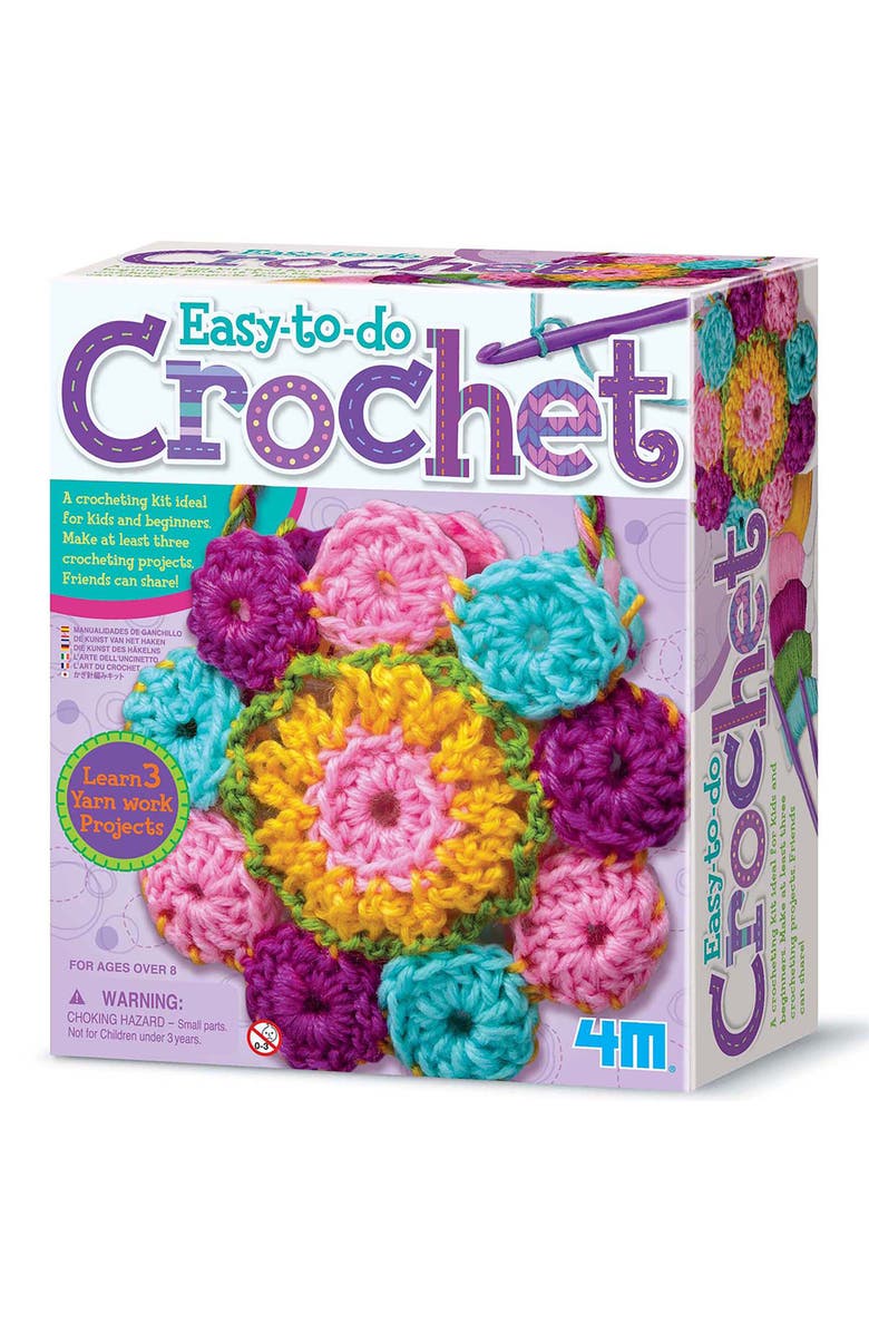4M Easy to do Crochet Kit, 3 Yarn Crafts Projects, Main, color, Multicolored