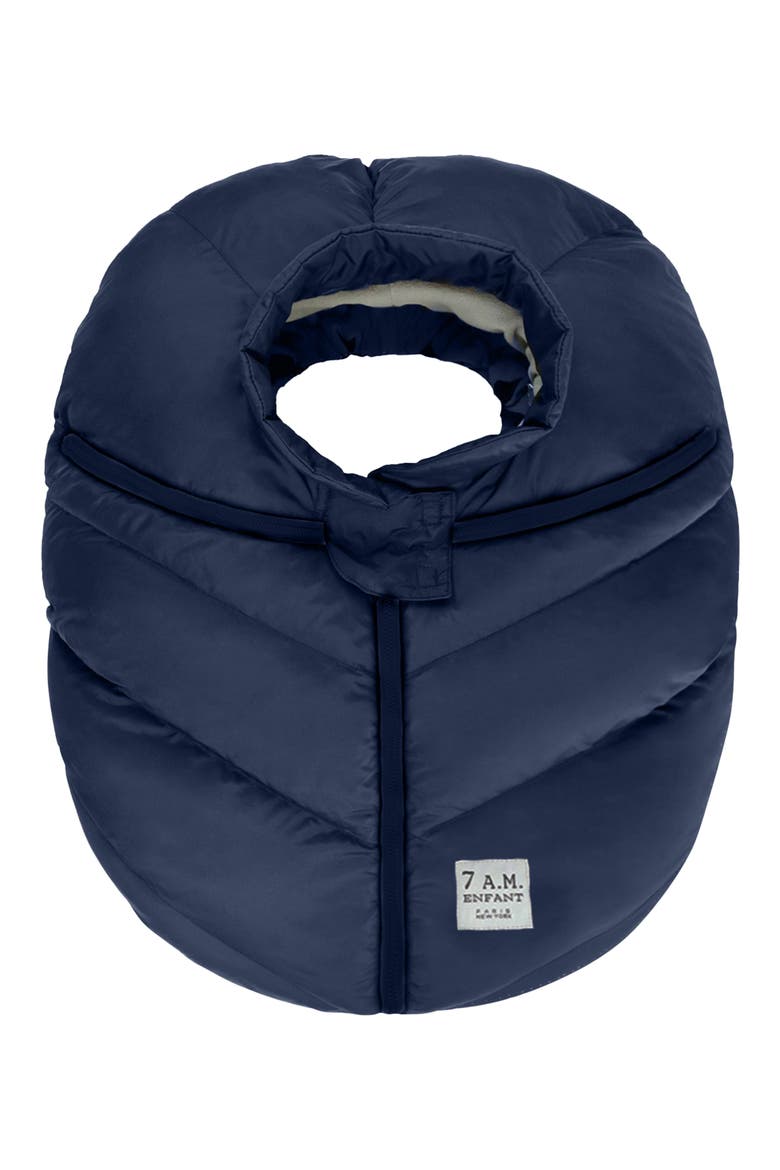 Faux Shearling Trim Car Seat Cocoon, Main, color, NAVY