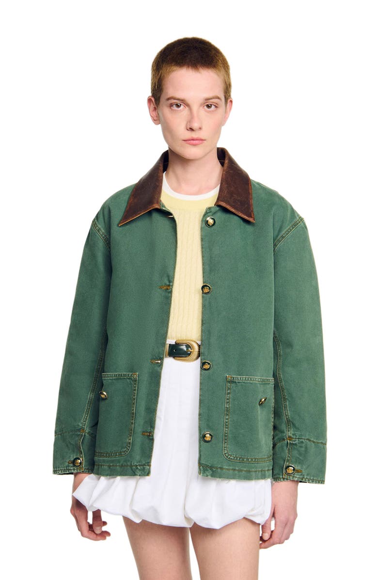 SANDRO Workwear jacket, Alternate, color, Dark Green