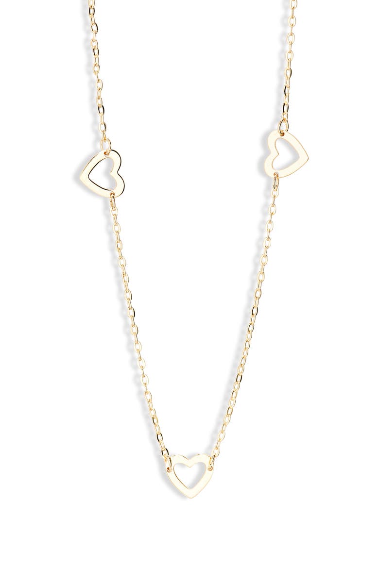 14K Gold Heart Station Necklace (Nordstrom Exclusive), Main, color, 14K YELLOW GOLD