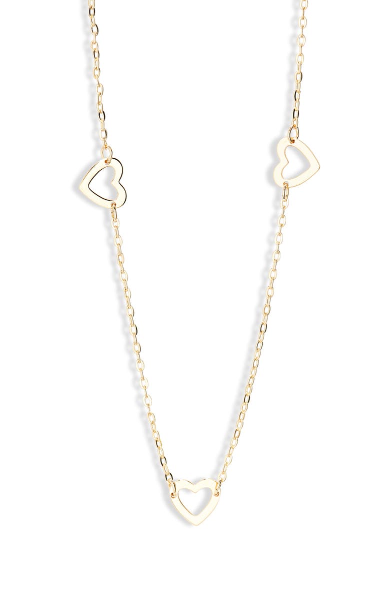 Bony Levy 14K Gold Heart Station Necklace, Main, color, 
