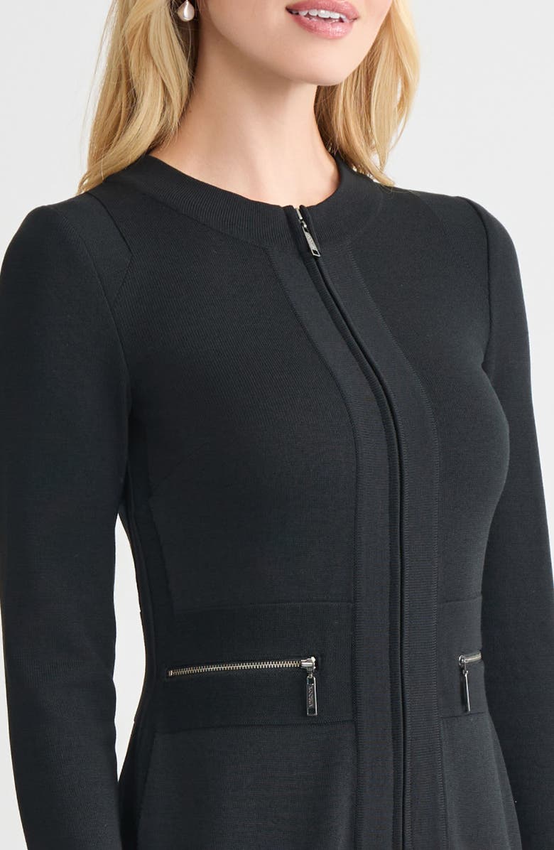 Misook Zip Front Long Sleeve Knit Sheath Dress, Alternate, color, 