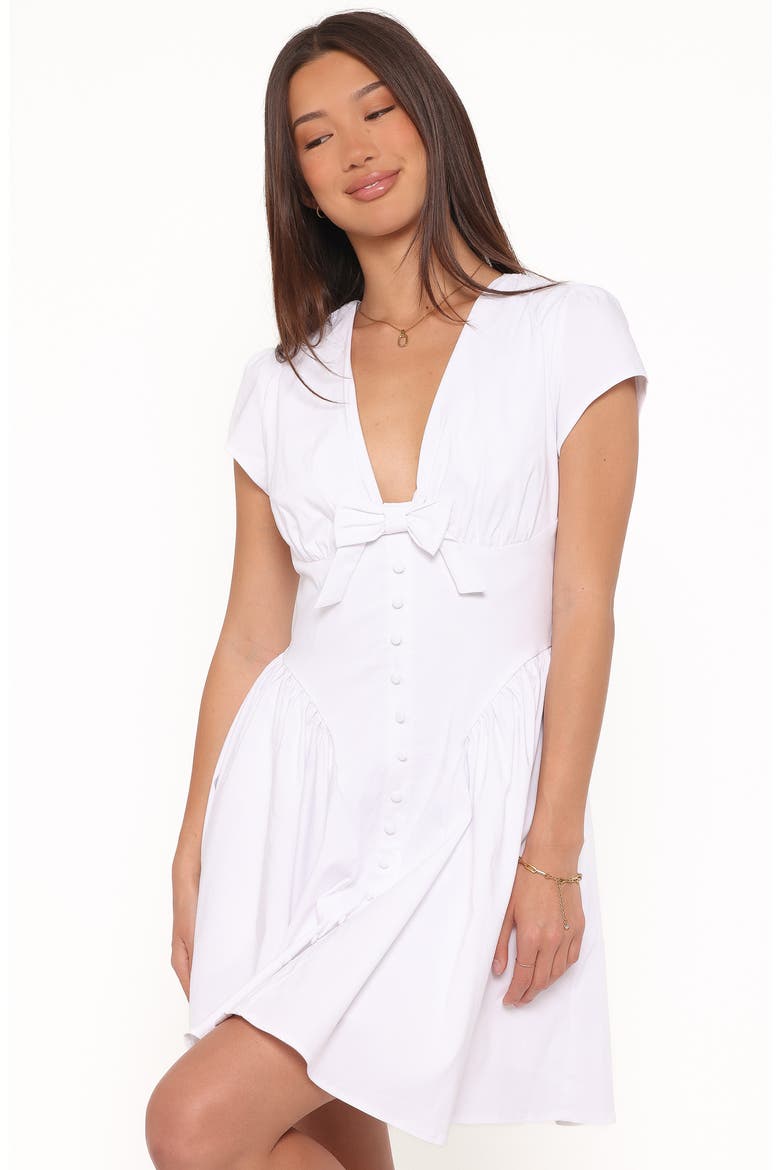 Lyssa Bow Front Fit & Flare Dress, Alternate, color, WHITE