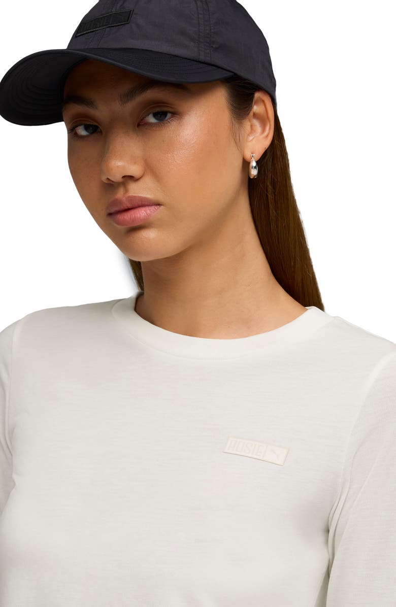 PUMA x Rosé Slim Fit Long Sleeve Crop T-Shirt, Alternate, color, Warm White