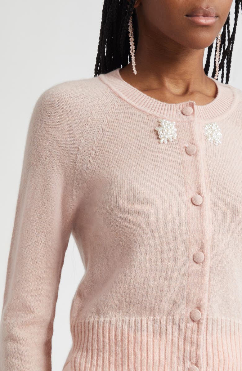 Simone Rocha Embellished Cashmere Cardigan, Alternate, color, Rose/ Pearl