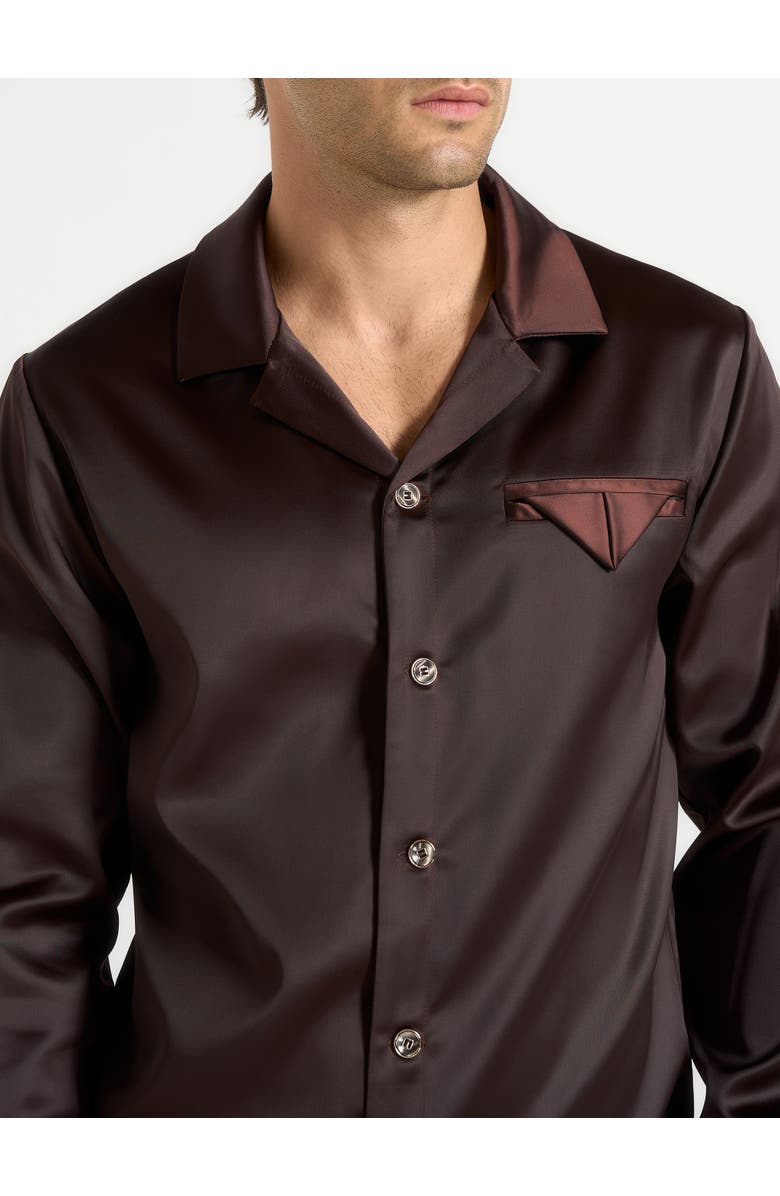 Manière De Voir Constant Satin Shirt, Alternate, color, Brown