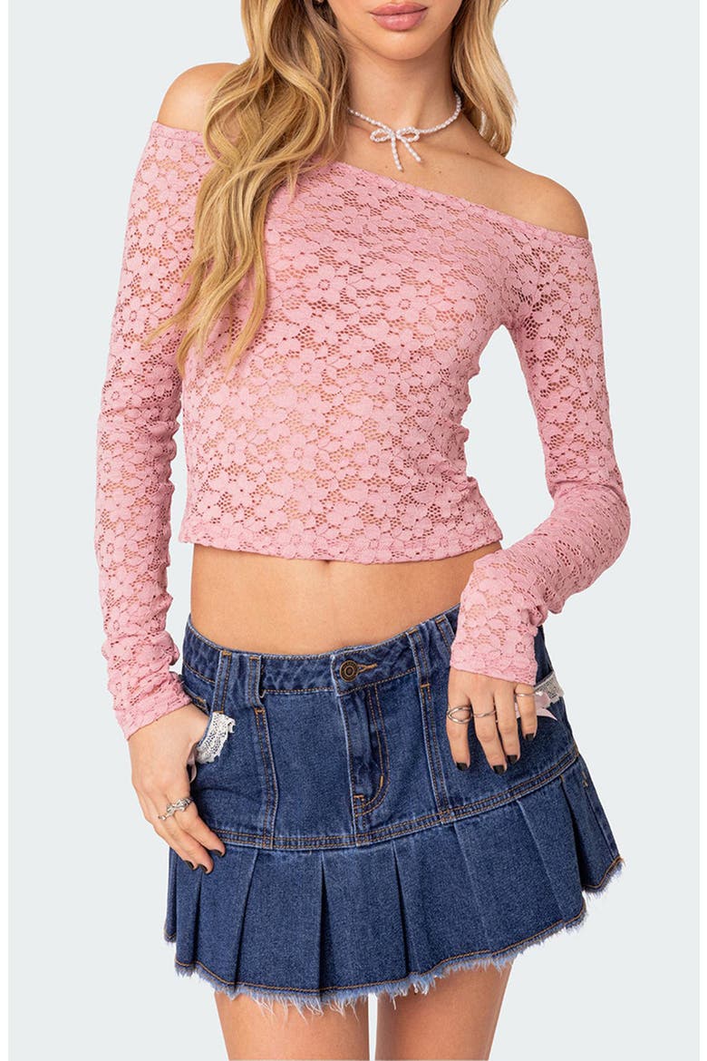 Carolina Lace Off the Shoulder Top, Main, color, PINK